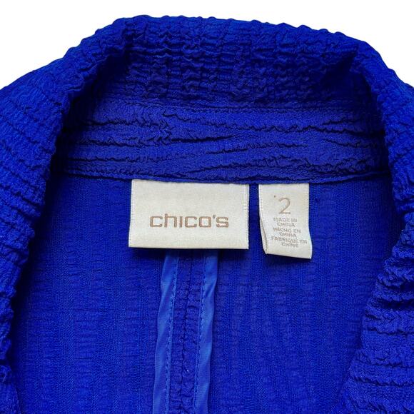 Chico’s Royal Blue Textured Open Front Cardigan | Size 2 (L 12-14) - Picture 2 of 4